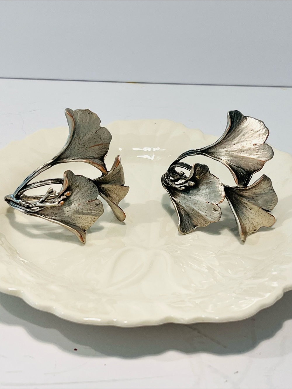 Vtg Table Art by Michael Michaud Silver Plated Cooper Napkin Holders Set 2